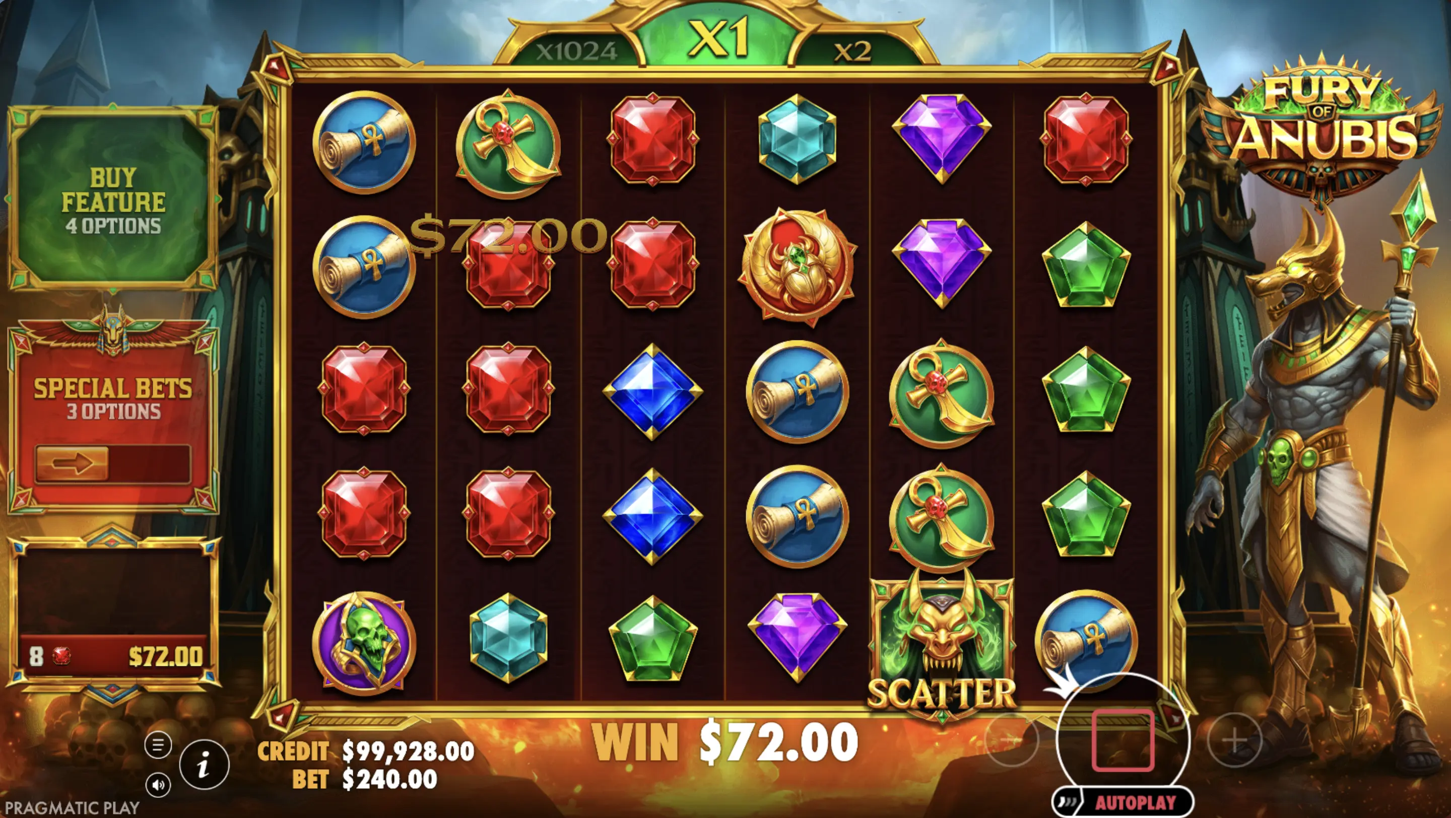 Fury of Anubis game interface